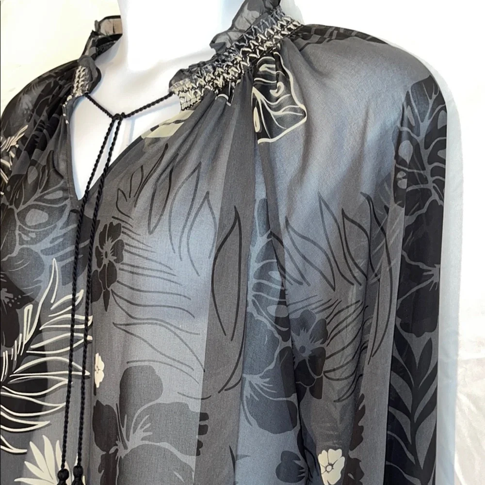 CAbi Aloha Black Long Sleeve Sheer Ruffled Blouse - Picture 7 of 16